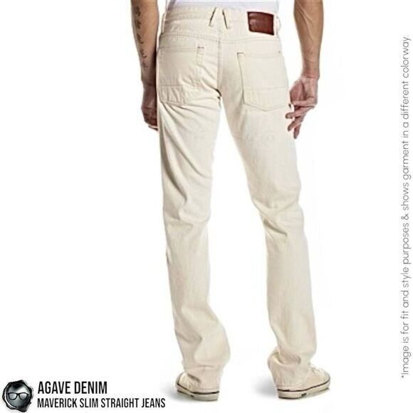 AGAVE DENIM MAVERICK SLIM STRAIGHT SELVAGE DENIM JEANS IN SUN BAKED BLUE 32 X 36 - Picture 11 of 12